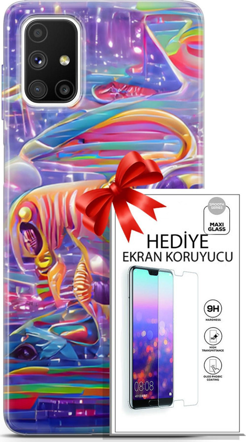 Samsung Galaxy M51 Kılıf Orijinal Seri Cyberpunk 11 4. Boyut 4K Baskılı Kılıf + Ekran Koruyucu Full