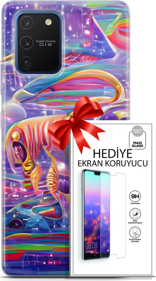 Samsung Galaxy S10 Lite Kılıf Orijinal Seri Cyberpunk 11 4. Boyut 4K Baskılı Kılıf + Ekran Koruyucu