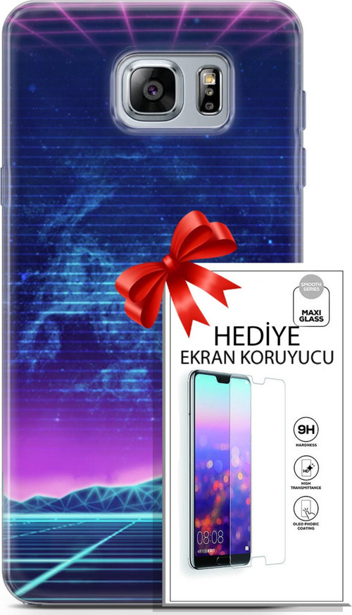 Samsung Galaxy Note 5 Kılıf Orijinal Seri Cyberpunk 30 Neon Game Kenarları Şeffaf Kapak Ve Ekran Koruyucu