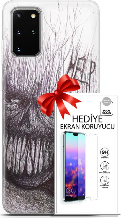Samsung Galaxy S20 Plus Kılıf Orijinal Seri Soul 29 Şeytan Leke Tutmaz Kapak + Ekran Koruyucu