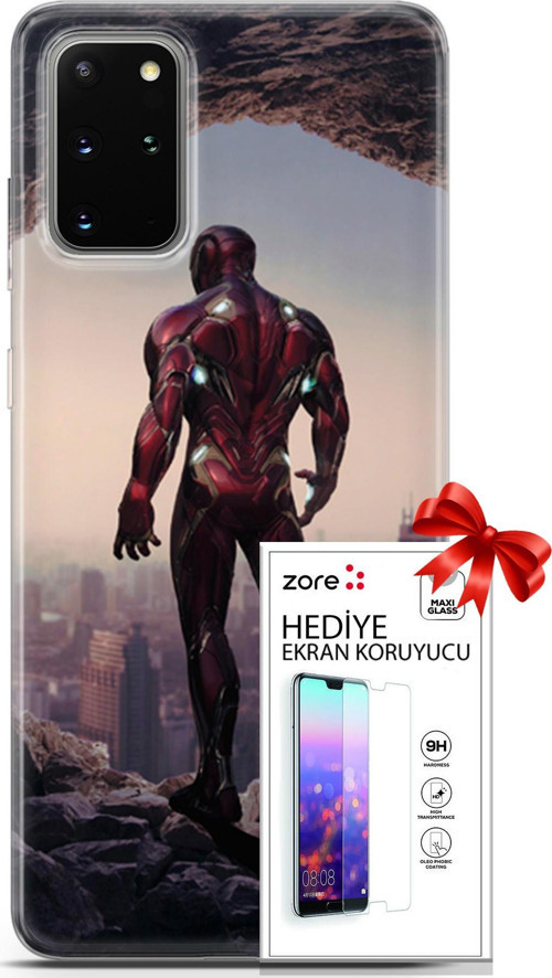 Samsung Galaxy S20 Plus Kılıf Orijinal Seri Supers 02 Iron Man Kapak Ve Ekran Koruyucu