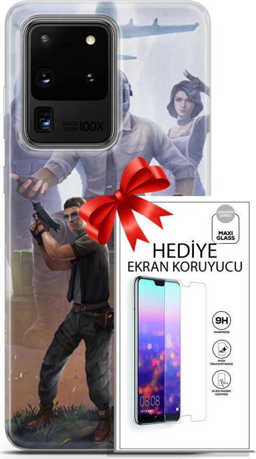 Samsung Galaxy S20 Ultra Kılıf Orijinal Seri Pubg 09 Carlo Uv Kılıf Ve Ekran Koruyucu