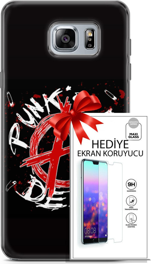 Samsung Galaxy Note 5 Kılıf Orijinal Seri Punky 15 Punk'S Not Dead Kalın Silikon + Ekran Koruyucu