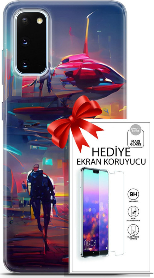 Samsung Galaxy S20 Kılıf Orijinal Seri Cyberpunk 12 Mars Tasarım Kılıf + Ekran Koruyucu