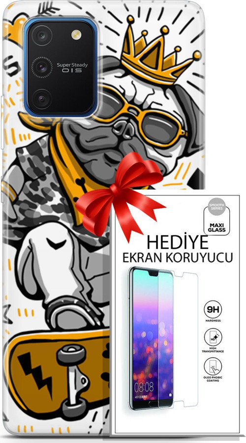 Samsung Galaxy S10 Lite Kılıf Orijinal Seri Punky 09 Punk Pug Uv Kılıf Ve Ekran Koruyucu