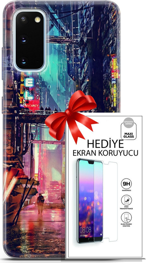 Samsung Galaxy S20 Kılıf Orijinal Seri Cyberpunk 14 Motel Cover Kılıf + Ön Ekran Koruyucu