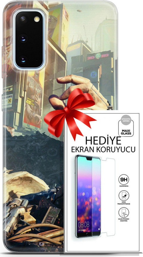 Samsung Galaxy S20 Kılıf Orijinal Seri Cyberpunk 20 El Renkli Kılıf Ekran Koruyucu