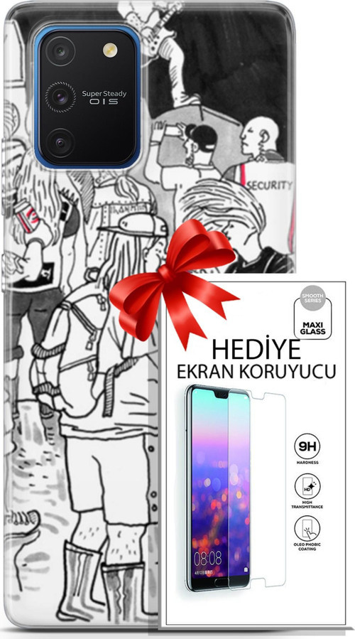Samsung Galaxy S10 Lite Kılıf Orijinal Seri Punky 17 Party Yumuşak Kılıf + Ekran Koruyucu