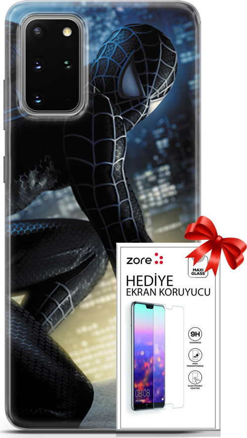 Samsung Galaxy S20 Plus Kılıf Orjinal Seri Supers 21 Spider Man Duvar Kağıdı Darbe Önleyici Kapak +Ekran Koruyucu