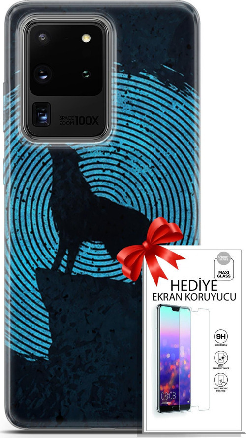 Samsung Galaxy S20 Ultra Kılıf Orijinal Seri Algorand 05 Parmak İzi Kurt Koruma Kılıfı + Ekran Koruyucu