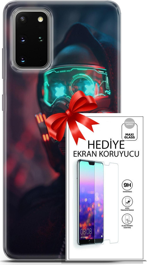 Samsung Galaxy S20 Plus Kılıf Orijinal Seri Cyberpunk 03 Vr Maske Arka Kapak + Ekran Koruyucu