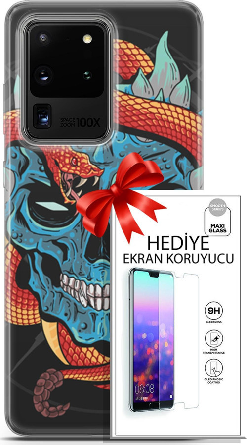 Samsung Galaxy S20 Ultra Kılıf Orijinal Seri Punky 13 Şeytan Case Kapak Ekran Koruyucu