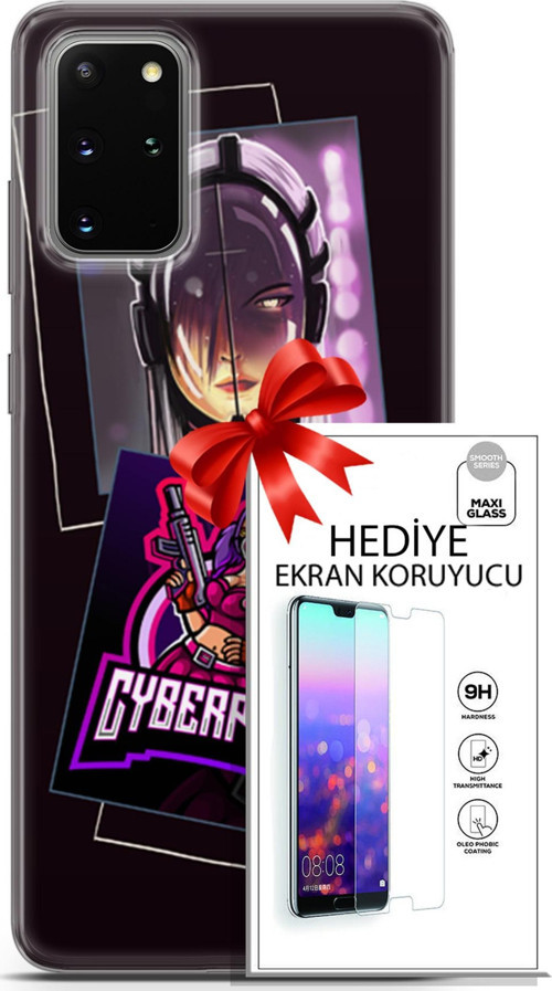 Samsung Galaxy S20 Plus Kılıf Orijinal Seri Cyberpunk 10 Cyber Kız Full Hd Kılıf + Ekran Koruyucu