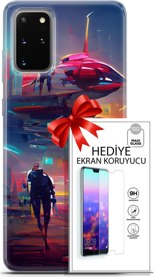 Samsung Galaxy S20 Plus Kılıf Orijinal Seri Cyberpunk 12 Mars Tasarım Kılıf + Ekran Koruyucu