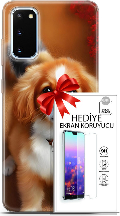 Samsung Galaxy S20 Kılıf Orijinal Seri Dogs 14 King Charles Spaniel Cover Kılıf + Ön Ekran Koruyucu