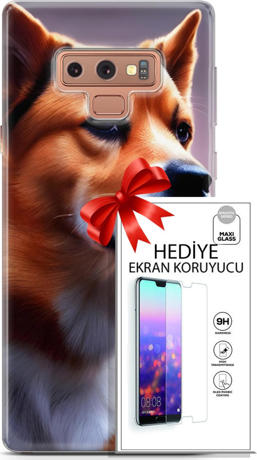 Samsung Galaxy Note 9 Kılıf Orijinal Seri Dogs 19 Galler Corgisi Tam Koruma Kılıf + Ekran Koruyucu