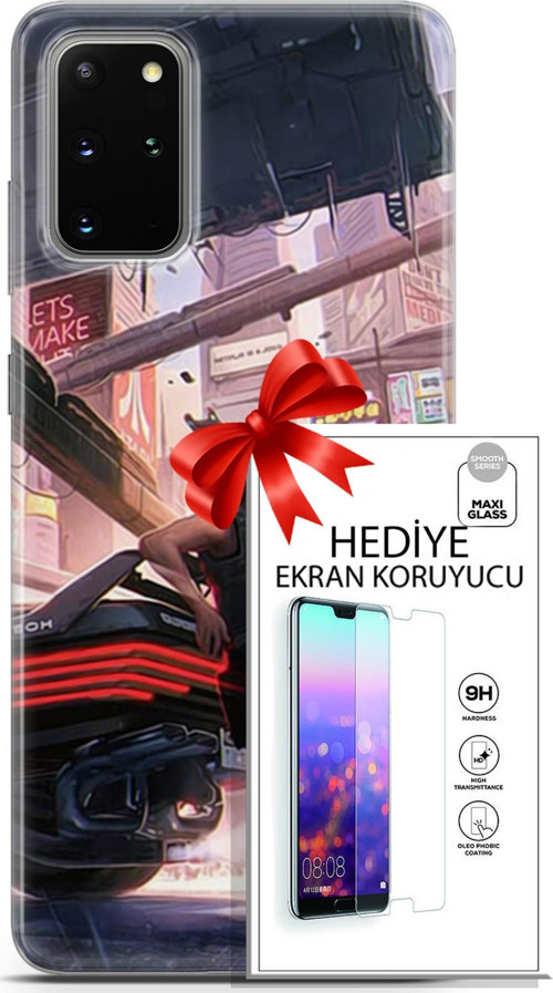 Samsung Galaxy S20 Plus Kılıf Orijinal Seri Cyberpunk 19 Keanu Reeves Tam Koruma Kılıf + Ekran Koruyucu