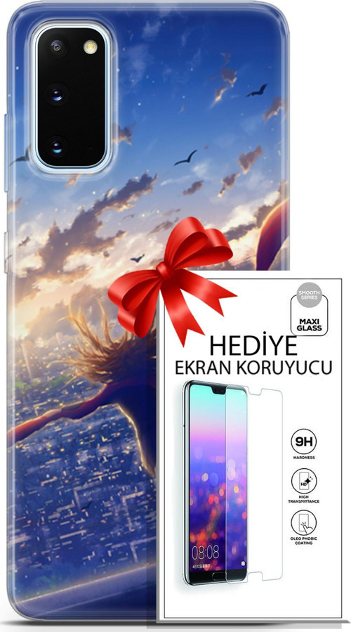 Samsung Galaxy S20 Kılıf Orijinal Seri Fantasy 03 Kuşlar Kız Arka Kapak + Ekran Koruyucu
