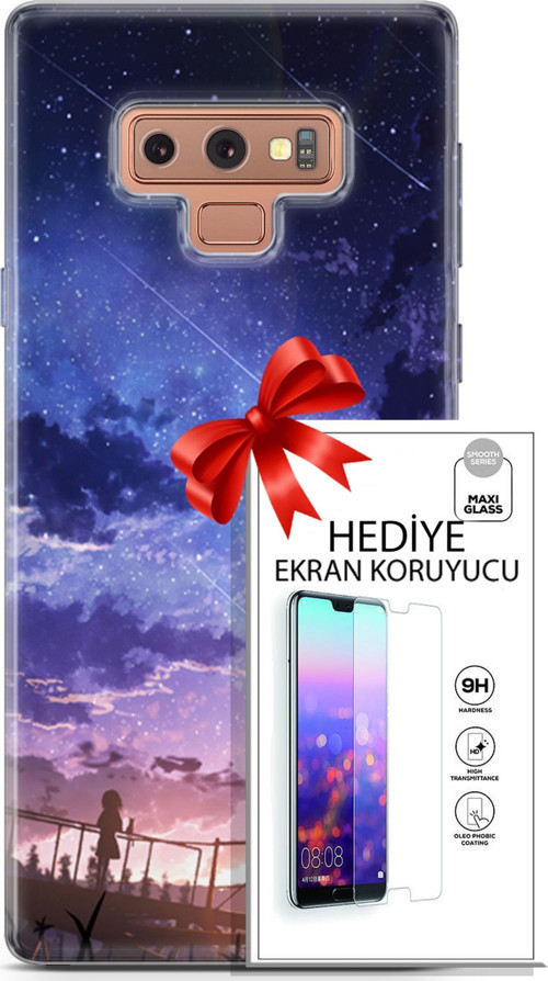 Samsung Galaxy Note 9 Kılıf Orijinal Seri Fantasy 09 Kayan Yıldızlar Uv Kılıf Ve Ekran Koruyucu