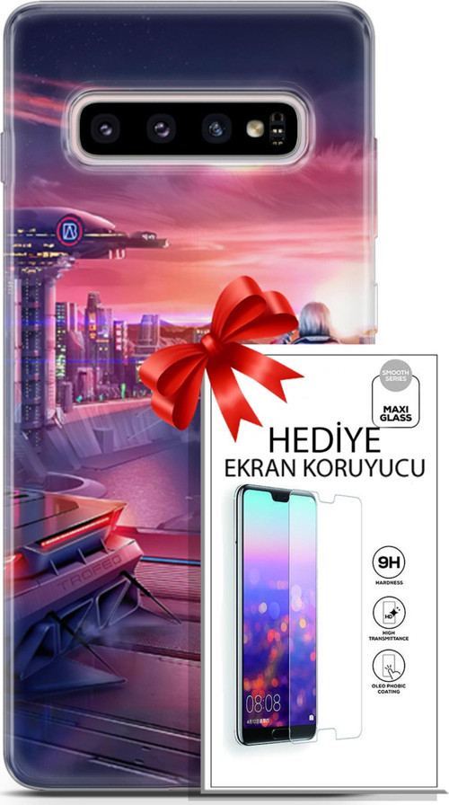 Samsung Galaxy S10 Plus Kılıf Orijinal Seri Cyberpunk 13 Dünya Dışı Case Kapak Ekran Koruyucu