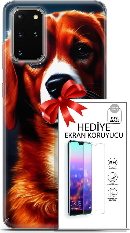 Samsung Galaxy S20 Plus Kılıf Orijinal Seri Dogs 21 Spaniel Darbe Önleyici Kapak + Ön Ekran Koruyucu