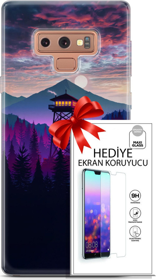 Samsung Galaxy Note 9 Kılıf Orijinal Seri Fantasy 17 Orman Kule Yumuşak Kılıf + Ekran Koruyucu