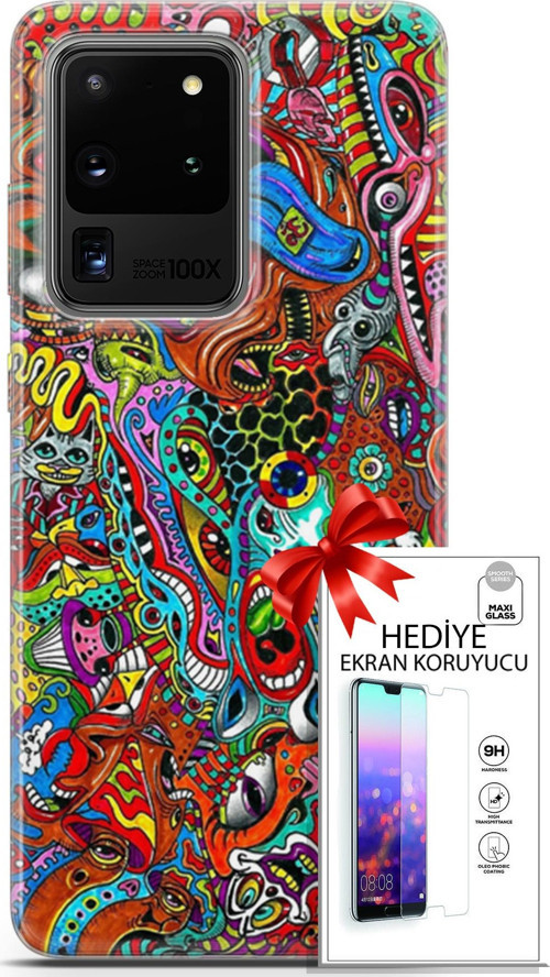 Samsung Galaxy S20 Ultra Kılıf Orijinal Seri Cardano 02 Grafitti Kapak Ve Ekran Koruyucu