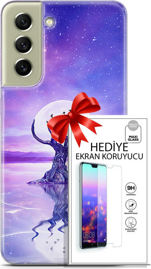 Samsung Galaxy S21 Fe Kılıf Orijinal Seri Neo 30 Carnage Kenarları Şeffaf Kapak Ve Ekran Koruyucu