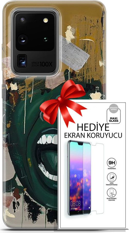Samsung Galaxy S20 Ultra Kılıf Orijinal Seri Soul 15 Koyu Yeşil Kalın Silikon + Ekran Koruyucu