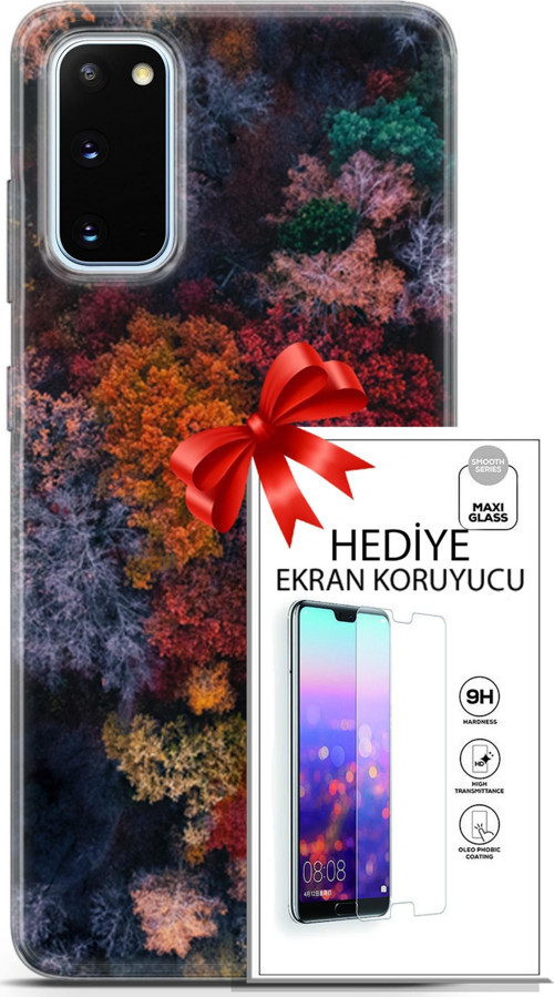 Samsung Galaxy S20 Kılıf Orijinal Seri Fantasy 16 Renkli Ağaçlar Hediyelik Kılıf Ve Ekran Koruyucu
