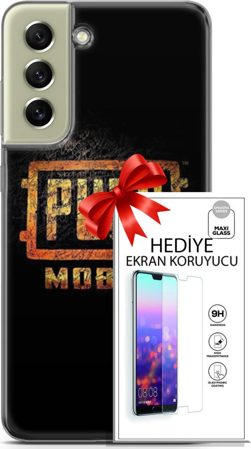 Samsung Galaxy S21 Fe Kılıf Orijinal Seri Pubg 14 Logo Cover Kılıf + Ön Ekran Koruyucu