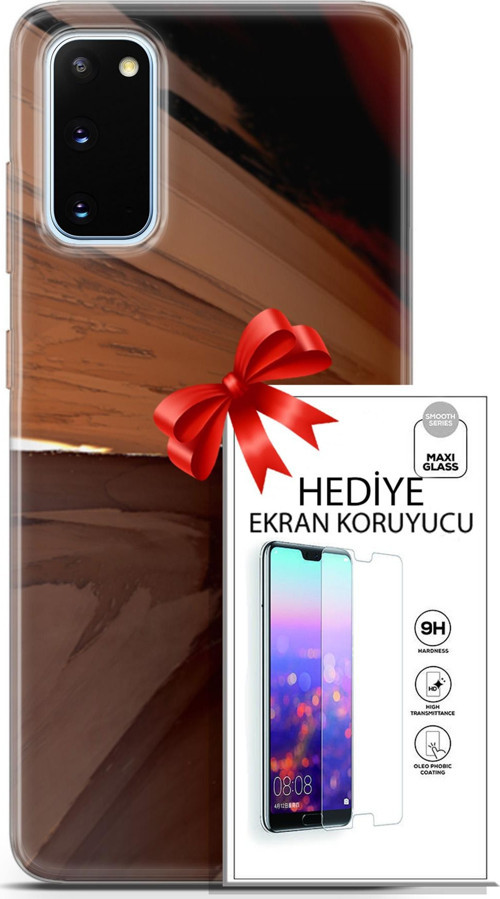Samsung Galaxy S20 Kılıf Orijinal Seri Nature 01 Kahverengi Tonlar Telefon Kılıfı + Ekran Koruyucu