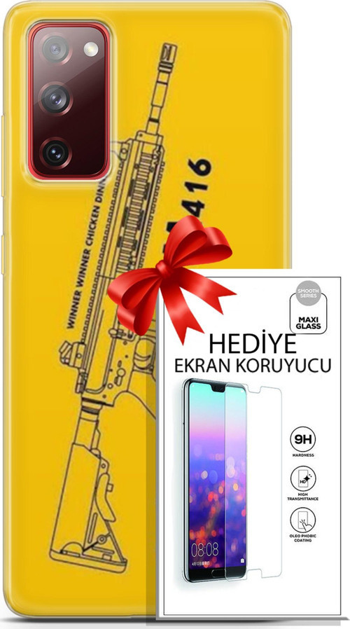 Samsung Galaxy S20 Fe Kılıf Orijinal Seri Pubg 28 M416 İz Bırakmayan Kılıf + Ön Ekran Koruyucu