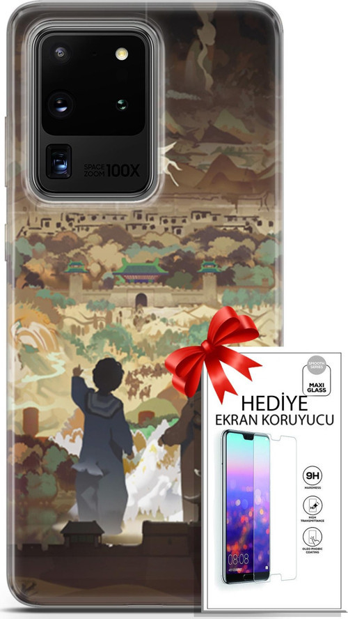 Samsung Galaxy S20 Ultra Kılıf Orijinal Seri Cardano 26 Kanatlı At Soft Kapak + Ekran Koruyucu