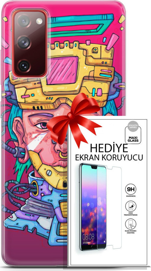 Samsung Galaxy S20 Fe Kılıf Orijinal Seri Punky 02 Robotica Kapak Ve Ekran Koruyucu