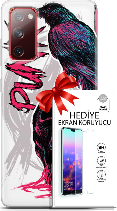 Samsung Galaxy S20 Fe Kılıf Orijinal Seri Punky 03 Karga İskelet Arka Kapak + Ekran Koruyucu