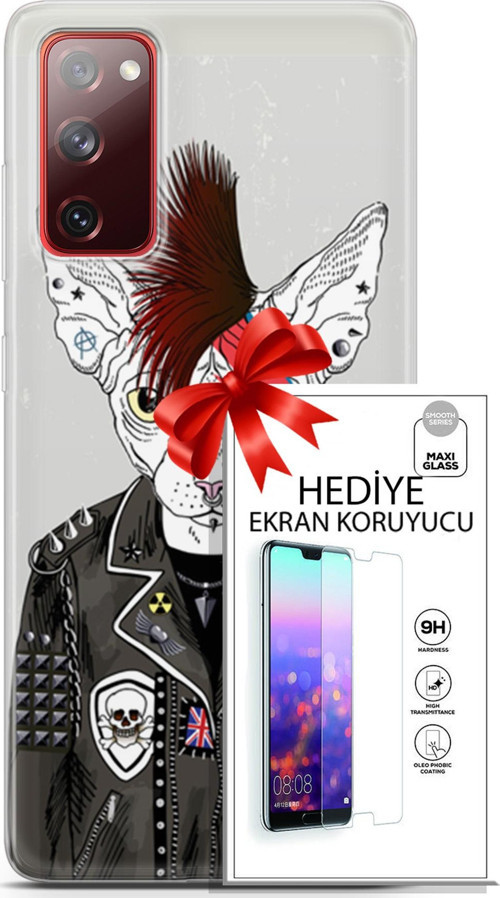Samsung Galaxy S20 Fe Kılıf Orijinal Seri Punky 06 Punk Kedi Sfenks Koruyucu Kapak Ekran Koruyucu