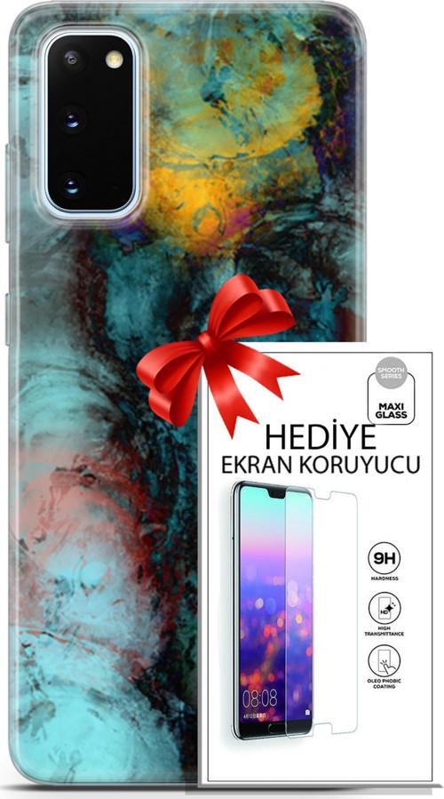 Samsung Galaxy S20 Kılıf Orijinal Seri Nature 14 Dalgalar Cover Kılıf + Ön Ekran Koruyucu
