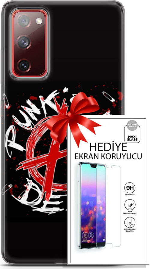 Samsung Galaxy S20 Fe Kılıf Orijinal Seri Punky 15 Punk'S Not Dead Kalın Silikon + Ekran Koruyucu