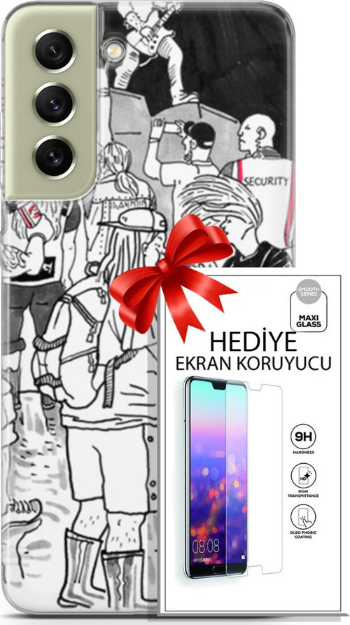 Samsung Galaxy S21 Fe Kılıf Orijinal Seri Punky 17 Party Yumuşak Kılıf + Ekran Koruyucu