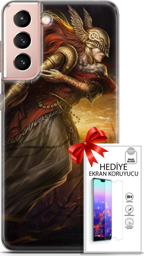 Samsung Galaxy S21 Kılıf Orijinal Seri Cardano 29 Şövalye Leke Tutmaz Kapak + Ekran Koruyucu