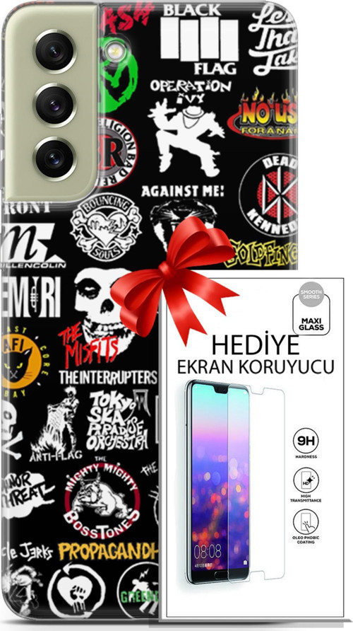 Samsung Galaxy S21 Fe Kılıf Orijinal Seri Punky 29 Armalar Leke Tutmaz Kapak + Ekran Koruyucu