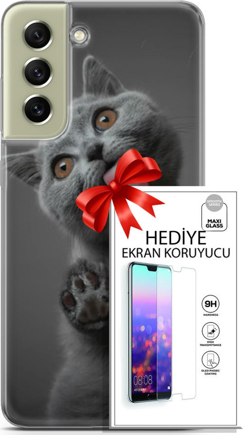 Samsung Galaxy S21 Fe Kılıf Orijinal Seri Scotish-British 09 Yavru Kedi Uv Kılıf Ve Ekran Koruyucu
