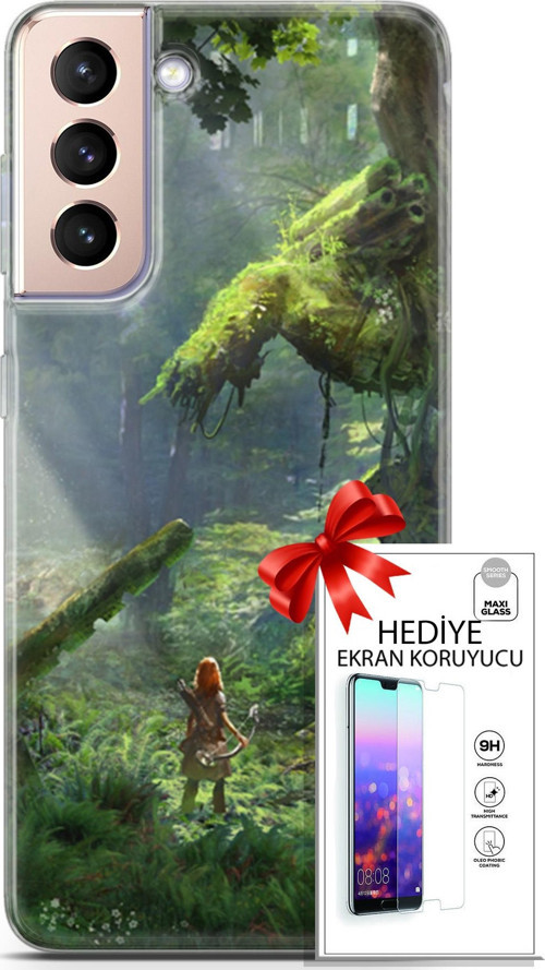 Samsung Galaxy S21 Plus Kılıf Orijinal Seri Cardano 13 Orman Case Kapak Ekran Koruyucu