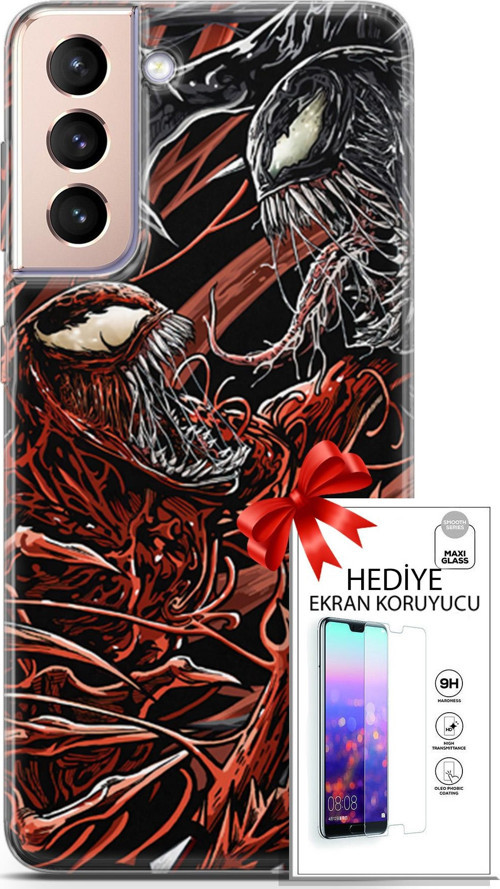 Samsung Galaxy S21 Plus Kılıf Orijinal Seri Cardano 21 Stranger Darbe Önleyici Kapak + Ön Ekran Koruyucu