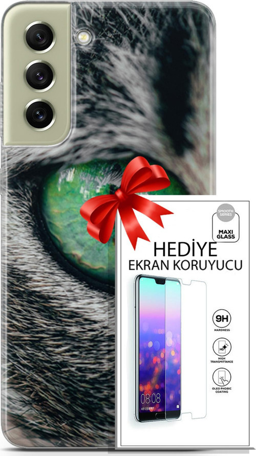 Samsung Galaxy S21 Fe Kılıf Orijinal Seri Scotish-British 28 Göz Detay İz Bırakmayan Kılıf + Ön Ekran Koruyucu