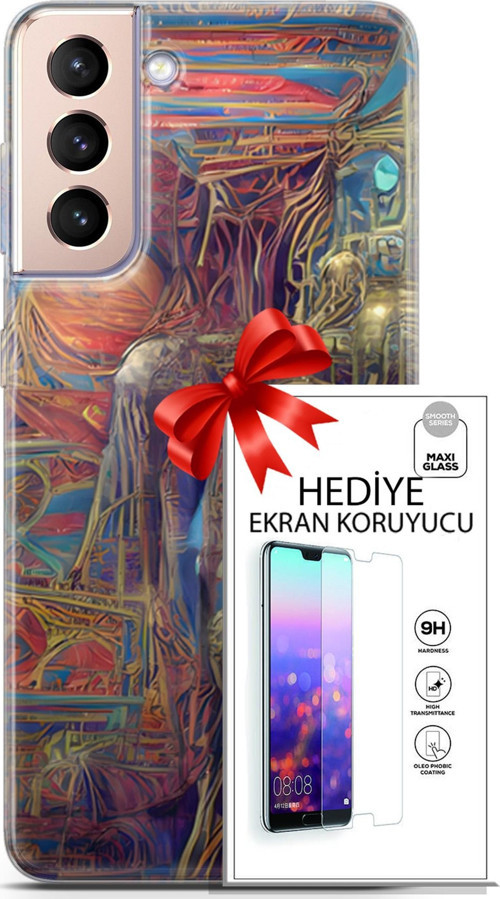 Samsung Galaxy S21 Plus Kılıf Orijinal Seri Cyberpunk 18 Parapsikoloji Parlak Kılıf + Ekran Koruyucu