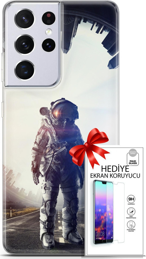 Samsung Galaxy S21 Ultra Kılıf Orijinal Seri Algorand 22 Astro Kap + Ekran Koruyucu