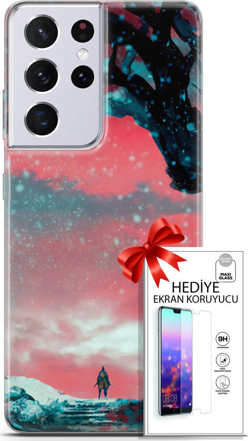 Samsung Galaxy S21 Ultra Kılıf Orijinal Seri Algorand 23 Şövalye Telefon Kabı Ve Ekran Koruyucu