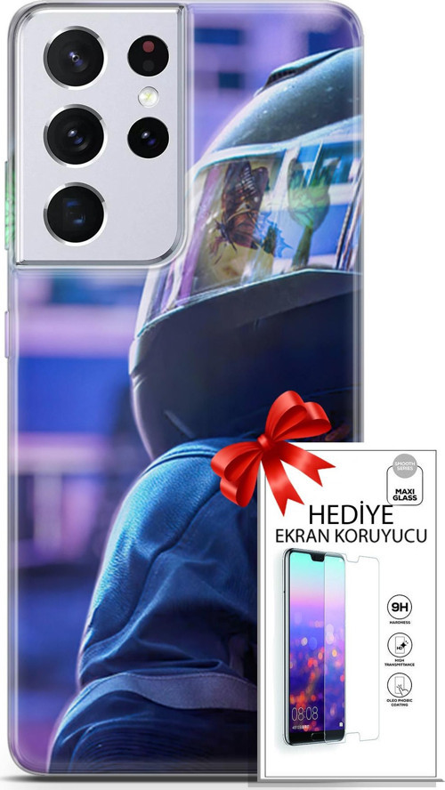 Samsung Galaxy S21 Ultra Kılıf Orijinal Seri Algorand 26 Kelebekler Soft Kapak + Ekran Koruyucu